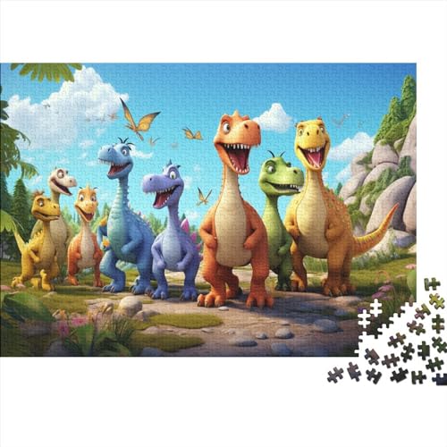 Dinosaur 1000 Stück Puzzles Für Erwachsene Stress Abbauen Familien-Puzzlespiel 1000-teiliges Puzzle Cute Cartoon Lernspiel Spielzeug Geschenk 1000pcs (75x50cm) von YTPONBCSTUG