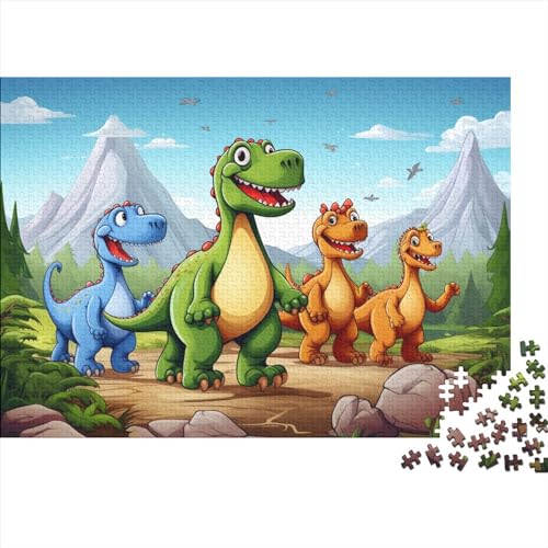 Dinosaur Puzzle 1000 Teile,Geschicklichkeitsspiel Für Die Ganze Familie, Cute Animals Puzzles 1000 Teile,Farbenfrohes Holz Puzzle Für Erwachsene 1000pcs (75x50cm) von YTPONBCSTUG