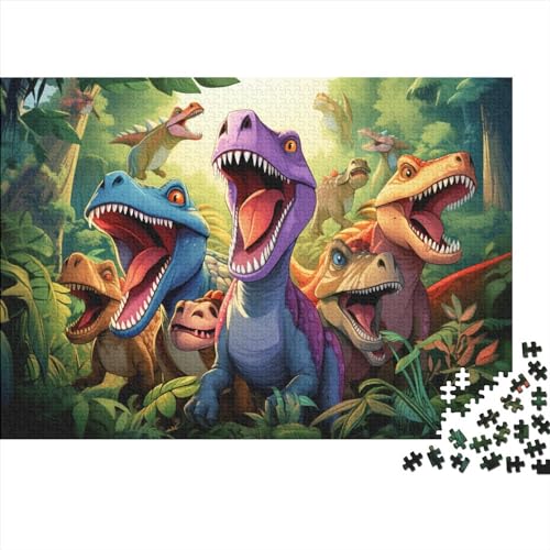 Dinosaur Puzzle 300 Teile,Geschicklichkeitsspiel Für Die Ganze Familie, Cartoon Cute Puzzles 300 Teile,Farbenfrohes Holz Puzzle Für Erwachsene 300pcs (40x28cm) von YTPONBCSTUG
