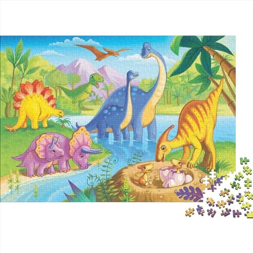 Dinosaur Puzzles 1000 Teile Für Erwachsene|Cartoon Cute| 1000 Teile Holzpuzzle Lernspiele Heimdekoration Puzzle 1000pcs (75x50cm) von YTPONBCSTUG
