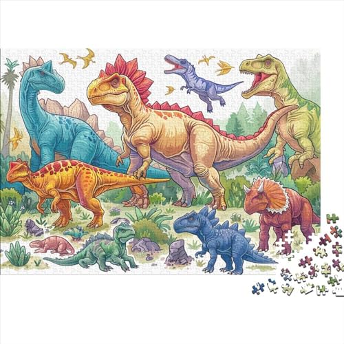 Dinosaurier Puzzle 1000 Teile,Geschicklichkeitsspiel Für Die Ganze Familie，Tier Zeichentrickfilm Puzzles 1000 Teile,Farbenfrohes Holz Puzzle Für Erwachsene 1000pcs (75x50cm) von YTPONBCSTUG
