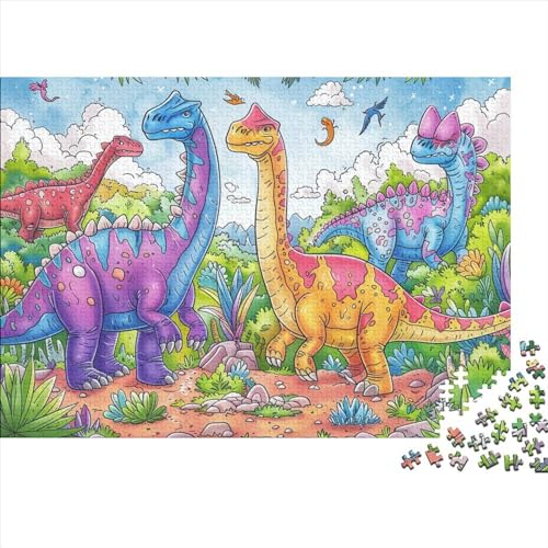 Dinosaurier Puzzle 300 Teile,Geschicklichkeitsspiel Für Die Ganze Familie，Tier Zeichentrickfilm Puzzles 300 Teile,Farbenfrohes Holz Puzzle Für Erwachsene 300pcs (40x28cm) von YTPONBCSTUG