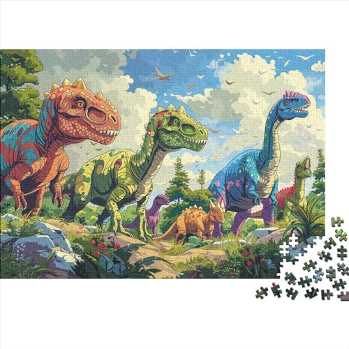 Dinosaurier Puzzle 500 Teile,Geschicklichkeitsspiel Für Die Ganze Familie，Tier Zeichentrickfilm Puzzles 500 Teile,Farbenfrohes Holz Puzzle Für Erwachsene 500pcs (52x38cm) von YTPONBCSTUG