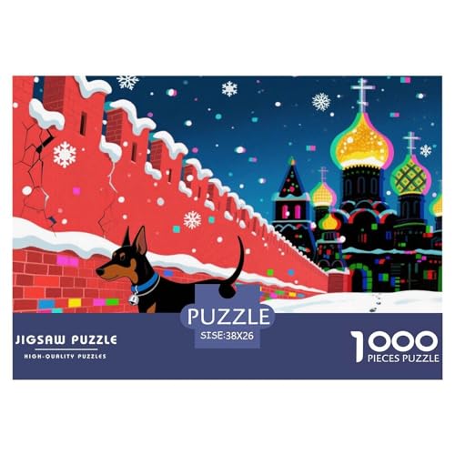 Dobermann (Kreml) Hölzerne Puzzles Wasserfest 1000 Teile DIY- Puzzle Für Erwachsene Herausfordernd Und Knifflig Lernspiele von YTPONBCSTUG