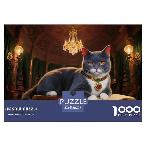 Edinburgh Blue Katze Hölzerne Puzzles Wasserfest 1000 Teile DIY- Puzzle Geschenke Für Erwachsene Herausfordernd Und Knifflig Lernspiele von YTPONBCSTUG