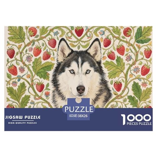 Erdbeer-Husky Hölzerne Puzzles Wasserfest 1000 Teile DIY- Puzzle Für Erwachsene Herausfordernd Und Knifflig Herausfordernde Puzzlespiele von YTPONBCSTUG