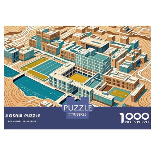 Fabrikgebäude Hölzerne Puzzles Wasserfest 1000 Teile DIY- Puzzle Für Erwachsene Herausfordernd Und Knifflig Lernspiele von YTPONBCSTUG