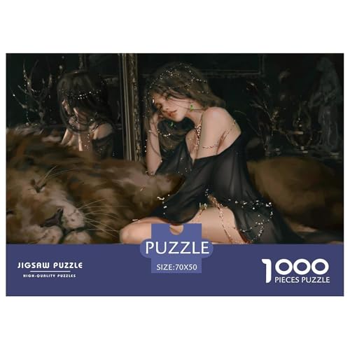 Fantasy Girl-Lion Hölzerne Puzzles Wasserfest 1000-teiliges Puzzle Für Erwachsene Bunt Lernspiele​ von YTPONBCSTUG