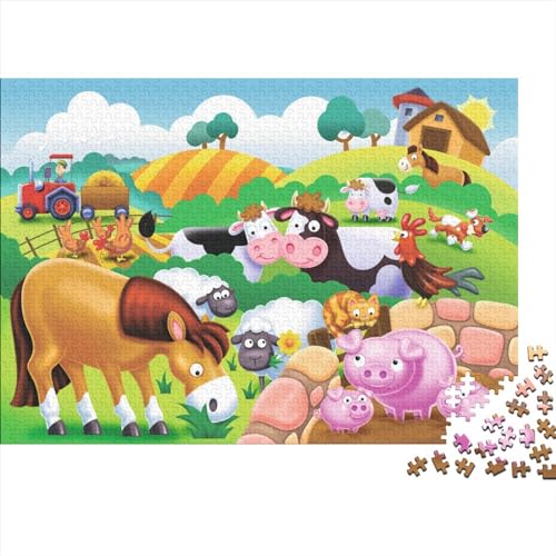 Farms Puzzles 300 Stück Cartoon Animals Puzzles Für Erwachsene Lernen Lernspielzeug Weihnachten Geburtstag Geschenke 300pcs (40x28cm) von YTPONBCSTUG