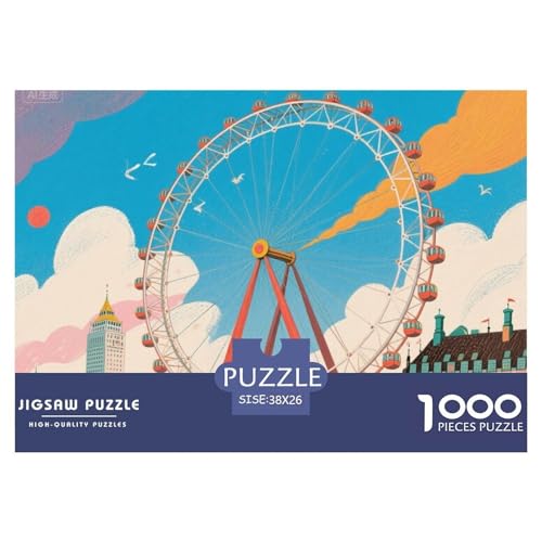 Ferris Wheel Amusement Park Hölzerne Puzzles Wasserfest 1000-teiliges Puzzle Für Erwachsene Unmöglichzur Heimdekoration von YTPONBCSTUG