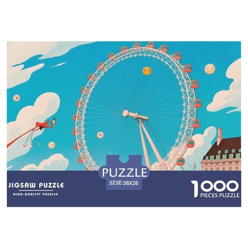 Ferris Wheel Amusement Park Hölzerne Puzzles Wasserfest 1000-teiliges Puzzle Geschenke Für Erwachsene Spaß Herausfordernde Puzzlespiele von YTPONBCSTUG