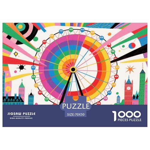Ferris Wheel Amusement Park Hölzerne Puzzles Wasserfest 1000-teiliges Puzzle Geschenke Für Erwachsene Spaß Herausfordernde Puzzlespiele von YTPONBCSTUG