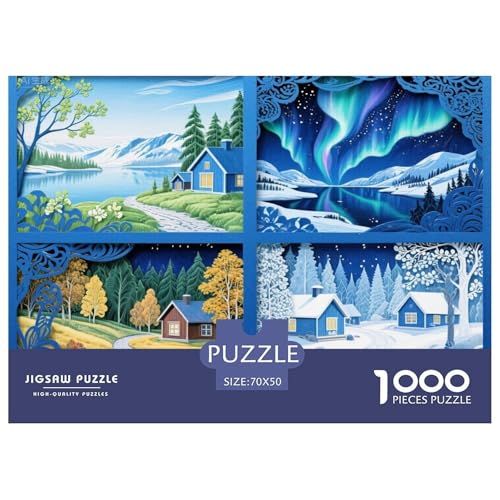 Four Seasons Scenery Hölzerne Puzzles Wasserfest 1000 Teile DIY- Puzzle Für Erwachsene Unmöglichzur Heimdekoration von YTPONBCSTUG