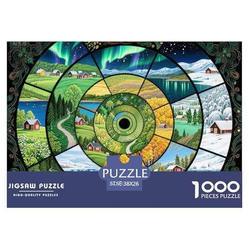 Four Seasons Scenery Hölzerne Puzzles Wasserfest 1000 Teile DIY- Puzzle Geschenke Für Erwachsene Spaß Herausfordernde Puzzlespiele von YTPONBCSTUG