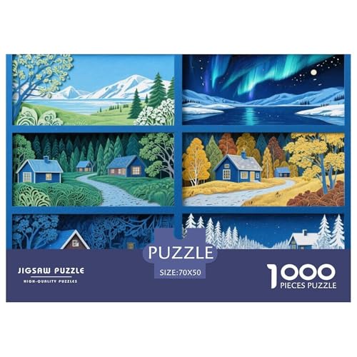 Four Seasons Scenery Hölzerne Puzzles Wasserfest 1000-teiliges Puzzle Geschenke Für Erwachsene Unmöglichzur Heimdekoration von YTPONBCSTUG
