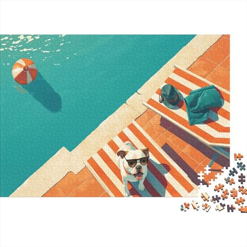 French Bulldog Puzzles 1000 Stück David Hockney Pools Style Puzzles Für Erwachsene Lernen Lernspielzeug Weihnachten Geburtstag Geschenke 1000pcs (75x50cm) von YTPONBCSTUG