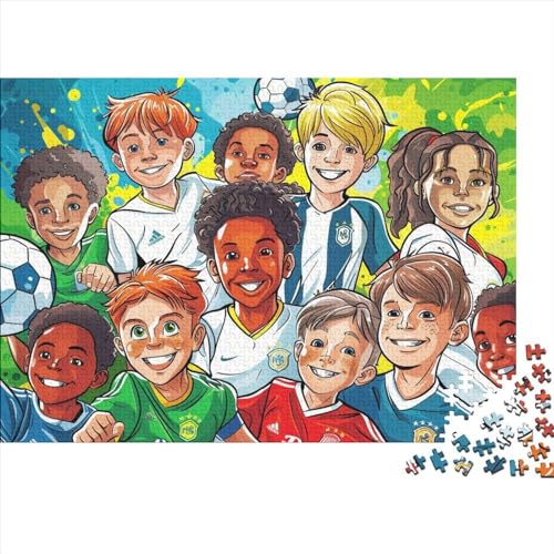 Fußball Puzzles 1000 Stück Sport Zeichentrickfilm Puzzles Für Erwachsene Lernen Lernspielzeug Weihnachten Geburtstag Geschenke 1000pcs (75x50cm) von YTPONBCSTUG