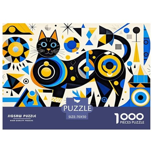 Geometrische Katze Hölzerne Puzzles Wasserfest 1000-teiliges Puzzle Für Erwachsene Spaß Lernspiele von YTPONBCSTUG