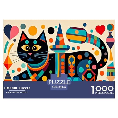 Geometrische Katze Hölzerne Puzzles Wasserfest 1000-teiliges Puzzle Geschenke Für Erwachsene Buntzur Heimdekoration von YTPONBCSTUG