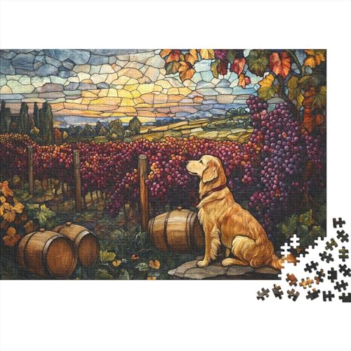 Golden Retriever Puzzles Für Erwachsene Bordeaux Vineyard Style 1000 Stück Puzzles Für Erwachsene Herausforderndes Spiel 1000pcs (75x50cm) von YTPONBCSTUG