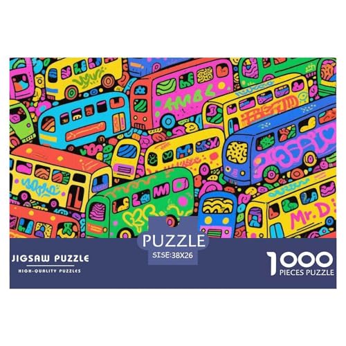 Graffiti Bus Hölzerne Puzzles Wasserfest 1000-teiliges Puzzle Für Erwachsene Bunt Herausfordernde Puzzlespiele von YTPONBCSTUG