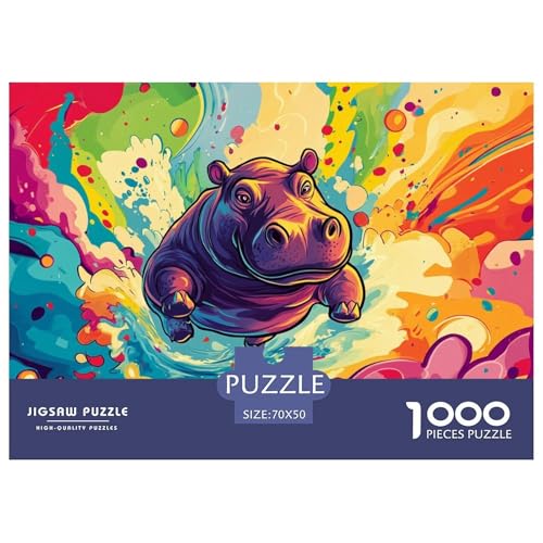 Hippopotamus,Colourful Hölzerne Puzzles Wasserfest 1000-teiliges Puzzle Für Erwachsene Spaß Lernspiele​ von YTPONBCSTUG