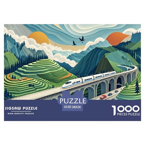 Hochgeschwindigkeitszug Hölzerne Puzzles Wasserfest 1000-teiliges Puzzle Für Erwachsene Spaß Lernspiele von YTPONBCSTUG