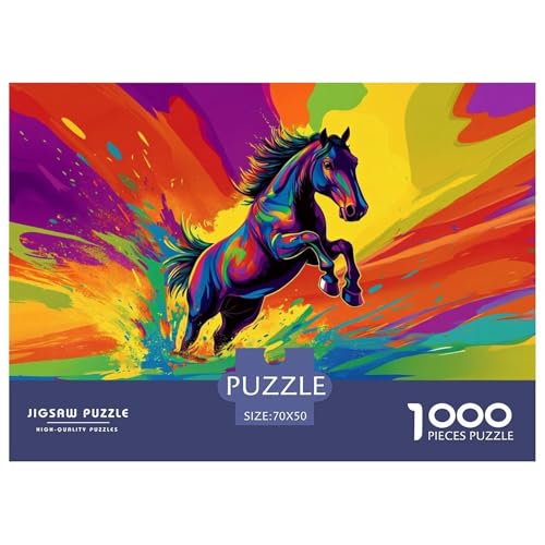 Horse,Colorful Hölzerne Puzzles Wasserfest 1000-teiliges Puzzle Für Erwachsene Spaß Lernspiele​ von YTPONBCSTUG