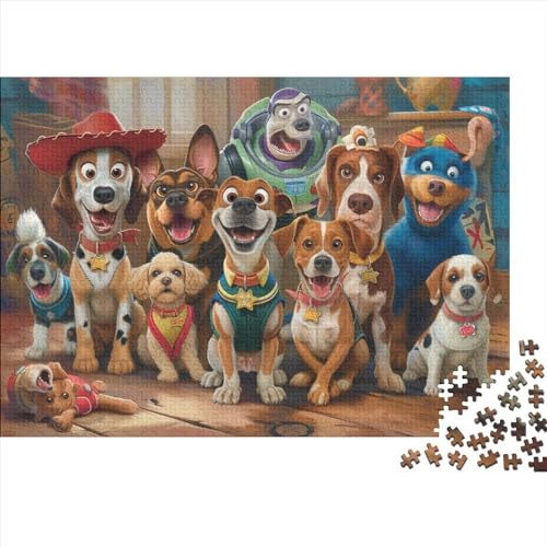 Hund 1000 Stück Jigsaw Puzzle Lernpuzzle Familienspiel Geschenk Für Erwachsene -Tier Zeichentrickfilm 1000pcs (75x50cm) von YTPONBCSTUG