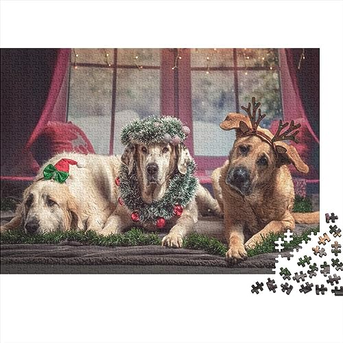 Hund Puzzle,1000 Teile Puzzle Tiere,Erwachsene Puzzlespiel,Weihnachts-/Neujahrsgeschenk,Puzzle-Spielzeug Für Dekorative Malerei 1000pcs (75x50cm) von YTPONBCSTUG