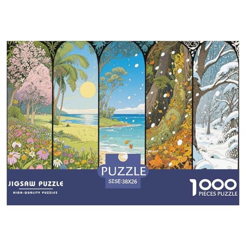 Jahreszeitenlandschaft Hölzerne Puzzles Wasserfest 1000 Teile DIY- Puzzle Geschenke Für Erwachsene Herausfordernd Und Kniffligzur Heimdekoration von YTPONBCSTUG