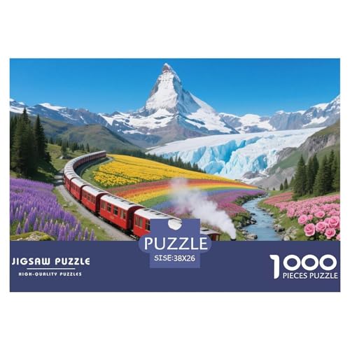 Jungfraujoch Sky Train in Switzerland Hölzerne Puzzles Wasserfest 1000 Teile DIY- Puzzle Geschenke Für Erwachsene Unmöglich Lernspiele von YTPONBCSTUG