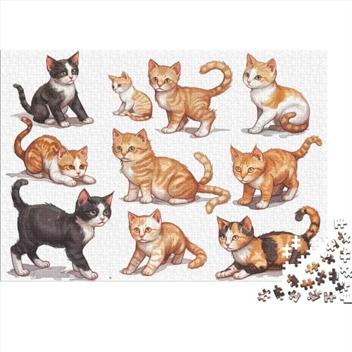 Katze 1000 Stück Puzzles Für Erwachsene-Tier Zeichentrickfilm Puzzles Für Erwachsene 1000 DIY Puzzle Spielzeug Für Dekorative Malerei 1000pcs (75x50cm) von YTPONBCSTUG