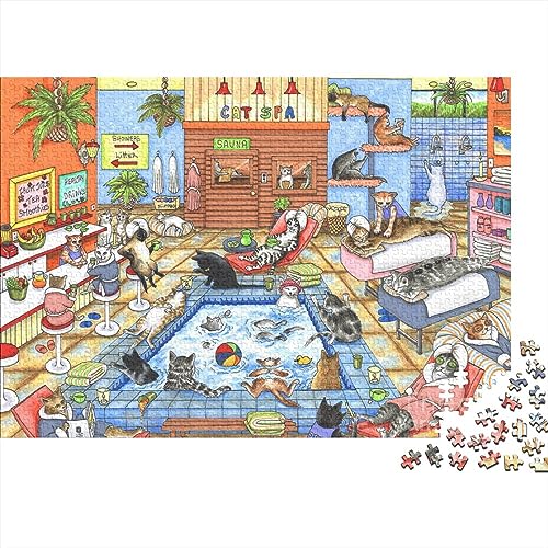 Katze Puzzle 1000 Teile,Geschicklichkeitsspiel Für Die Ganze Familie,Tiere Puzzles 1000 Teile,Farbenfrohes Holz Puzzle Für Erwachsene 1000pcs (75x50cm) von YTPONBCSTUG