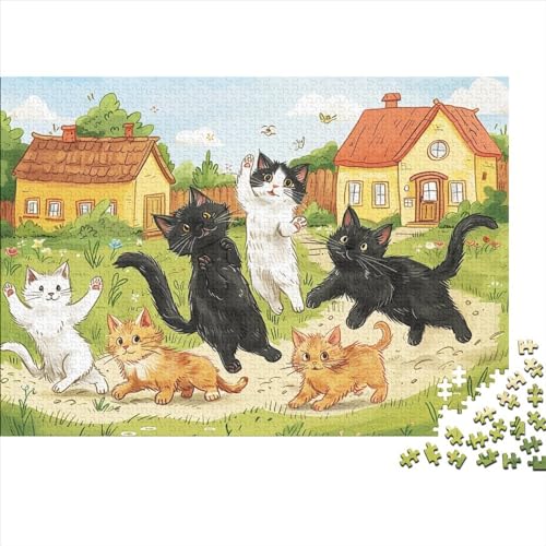 Katze Puzzle 1000 Teile Erwachsene Tier Zeichentrickfilm Puzzles Für Erwachsene Lernspiel Herausforderungsspielzeug 1000-teilige Puzzles Für Erwachsene 1000pcs (75x50cm) von YTPONBCSTUG