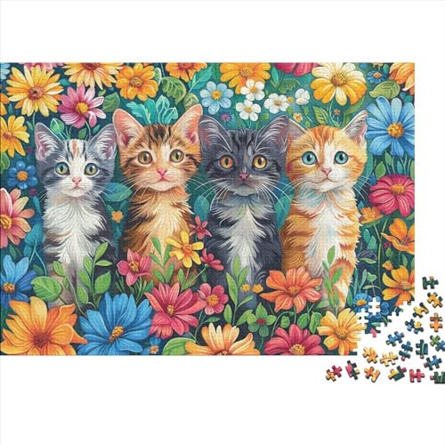 Katze Puzzle 500 Teile Erwachsene Tier Zeichentrickfilm Puzzles Für Erwachsene Lernspiel Herausforderungsspielzeug 500-teilige Puzzles Für Erwachsene 500pcs (52x38cm) von YTPONBCSTUG