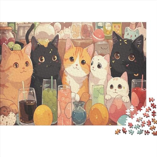 Katze Puzzles 1000 Stück Tier Zeichentrickfilm Puzzles Für Erwachsene Lernen Lernspielzeug Weihnachten Geburtstag Geschenke 1000pcs (75x50cm) von YTPONBCSTUG