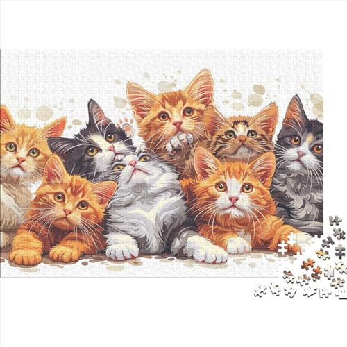 Katze Puzzles 1000 Teile Für Erwachsene|Tier Zeichentrickfilm| 1000 Teile Holzpuzzle Lernspiele Heimdekoration Puzzle 1000pcs (75x50cm) von YTPONBCSTUG