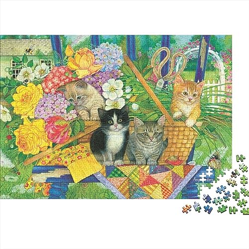 Katze Puzzles 500 Stück Tiere Puzzles Für Erwachsene Lernen Lernspielzeug Weihnachten Geburtstag Geschenke 500pcs (52x38cm) von YTPONBCSTUG