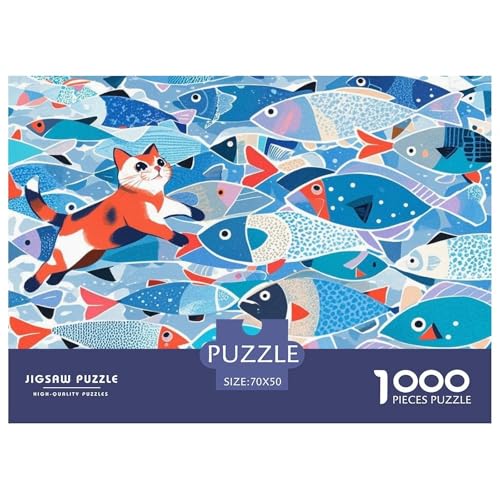 Katze im Fisch Finden Hölzerne Puzzles Wasserfest 1000 Teile DIY- Puzzle Für Erwachsene Bunt Lernspiele von YTPONBCSTUG