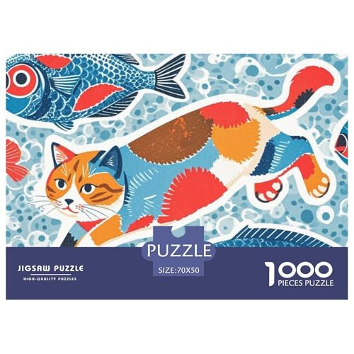 Katze im Fisch Finden Hölzerne Puzzles Wasserfest 1000 Teile DIY- Puzzle Für Erwachsene Unmöglich Lernspiele von YTPONBCSTUG