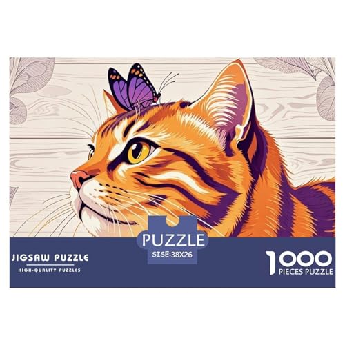 Katze und Schmetterling Hölzerne Puzzles Wasserfest 1000-teiliges Puzzle Für Erwachsene Unmöglich Lernspiele von YTPONBCSTUG