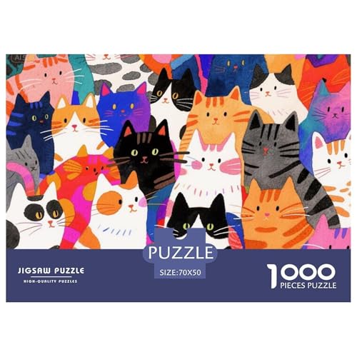 Katzen Hölzerne Puzzles Wasserfest 1000 Teile DIY- Puzzle Geschenke Für Erwachsene Bunt Lernspiele von YTPONBCSTUG