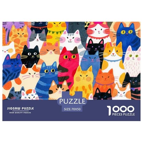 Katzen Hölzerne Puzzles Wasserfest 1000-teiliges Puzzle Geschenke Für Erwachsene Herausfordernd Und Knifflig Lernspiele von YTPONBCSTUG