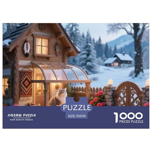 Katzenhaus Hölzerne Puzzles Wasserfest 1000 Teile DIY- Puzzle Für Erwachsene Bunt Lernspiele von YTPONBCSTUG