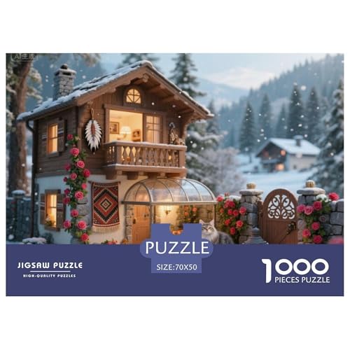 Katzenhaus Hölzerne Puzzles Wasserfest 1000-teiliges Puzzle Für Erwachsene Spaß Lernspiele von YTPONBCSTUG