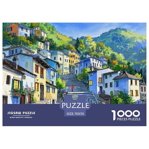 Klein Stadt Hölzerne Puzzles Wasserfest 1000 Teile DIY- Puzzle Für Erwachsene Bunt Lernspiele von YTPONBCSTUG
