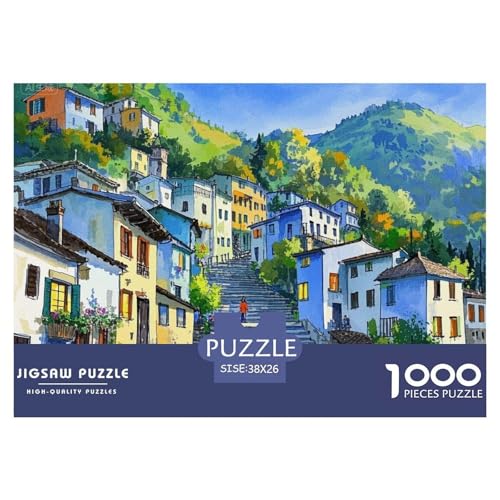 Klein Stadt Hölzerne Puzzles Wasserfest 1000 Teile DIY- Puzzle Geschenke Für Erwachsene Spaßzur Heimdekoration von YTPONBCSTUG