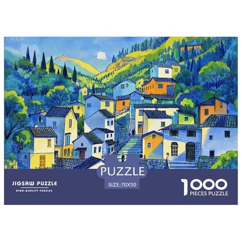 Klein Stadt Hölzerne Puzzles Wasserfest 1000-teiliges Puzzle Geschenke Für Erwachsene Herausfordernd Und Kniffligzur Heimdekoration von YTPONBCSTUG