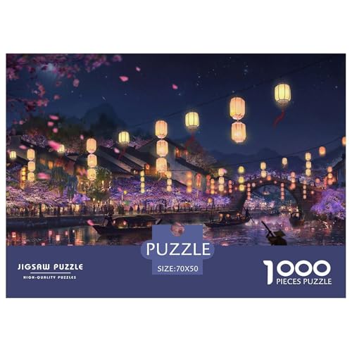 Lantern,River Hölzerne Puzzles Wasserfest 1000-teiliges Puzzle Für Erwachsene Spaß Lernspiele​ von YTPONBCSTUG